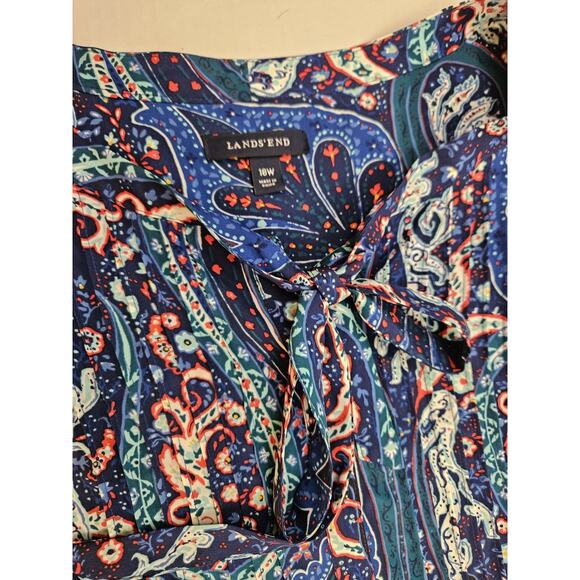Lands End Tunic Top Women's Size 18w Multicolor Floral Abstract Statement - Picture 4 of 6